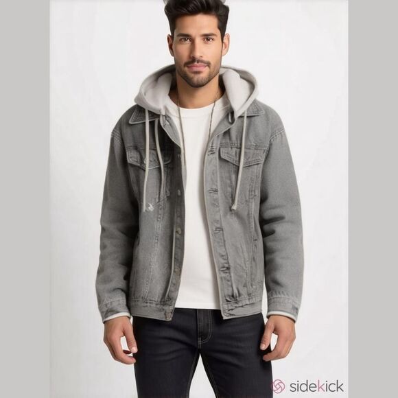 DOSLAVIDA Men's/Unisex Distressed Denim Button Down Jean Jacket - NWT - Picture 1 of 7